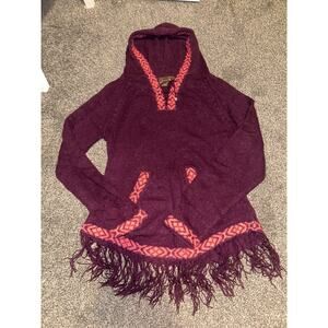 The Alpaca Connection Hooded Purple Hoodie with Tassels Size M